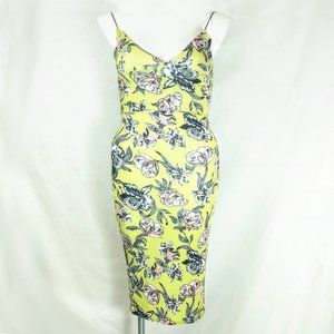 Edge Brand Chartreuse Floral Dress EUC